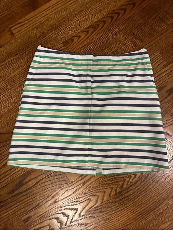 Izod Pants - Izod Striped Mini Skirt in Navy, Green and White
